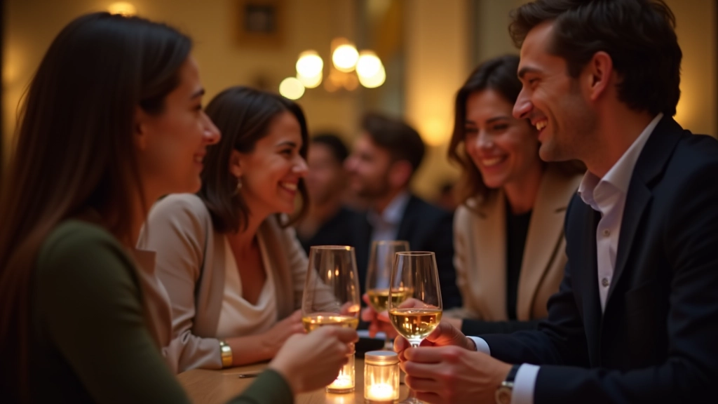 Professionisti in una conversazione significativa durante un evento italiano con atmosfera accogliente e genuina