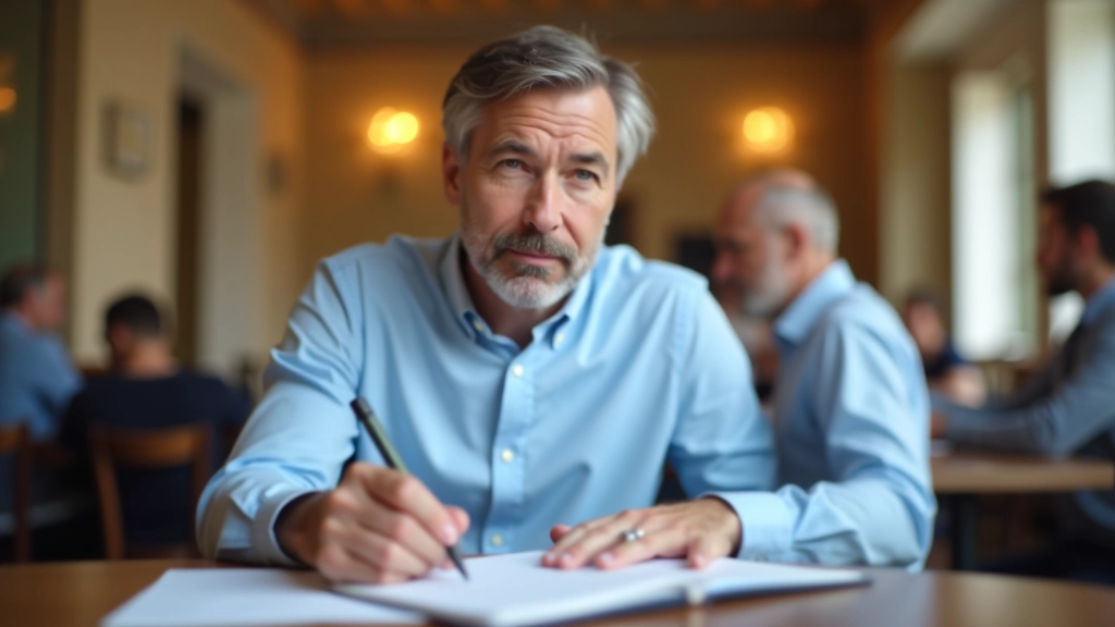 Una persona che prende appunti durante una conversazione con concentrazione e rispetto genuino