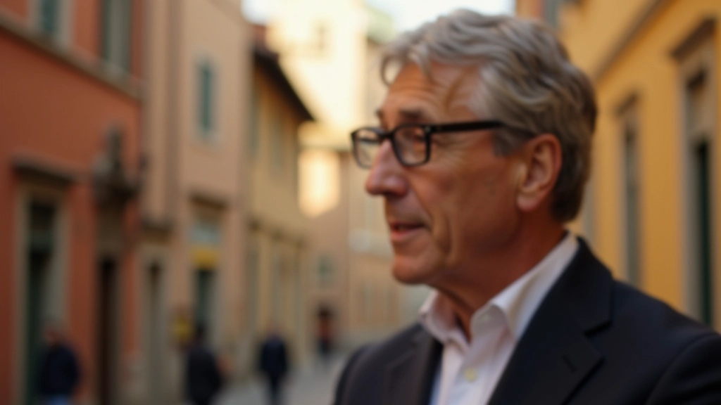 Una persona che ascolta attentamente un'altra, sedute in uno spazio pubblico con architettura italiana visibile sullo sfondo