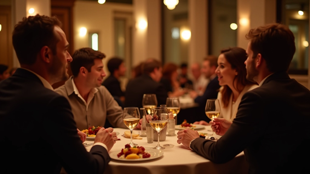 Atmosfera di networking autentico durante un aperitivo professionale con conversazioni genuine