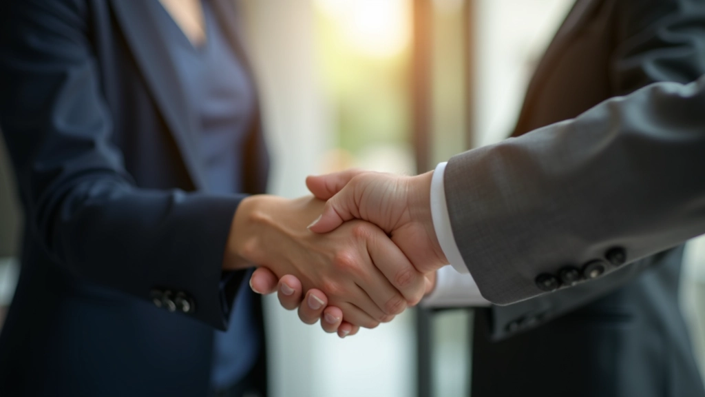Professionisti che si stringono la mano con genuina connessione